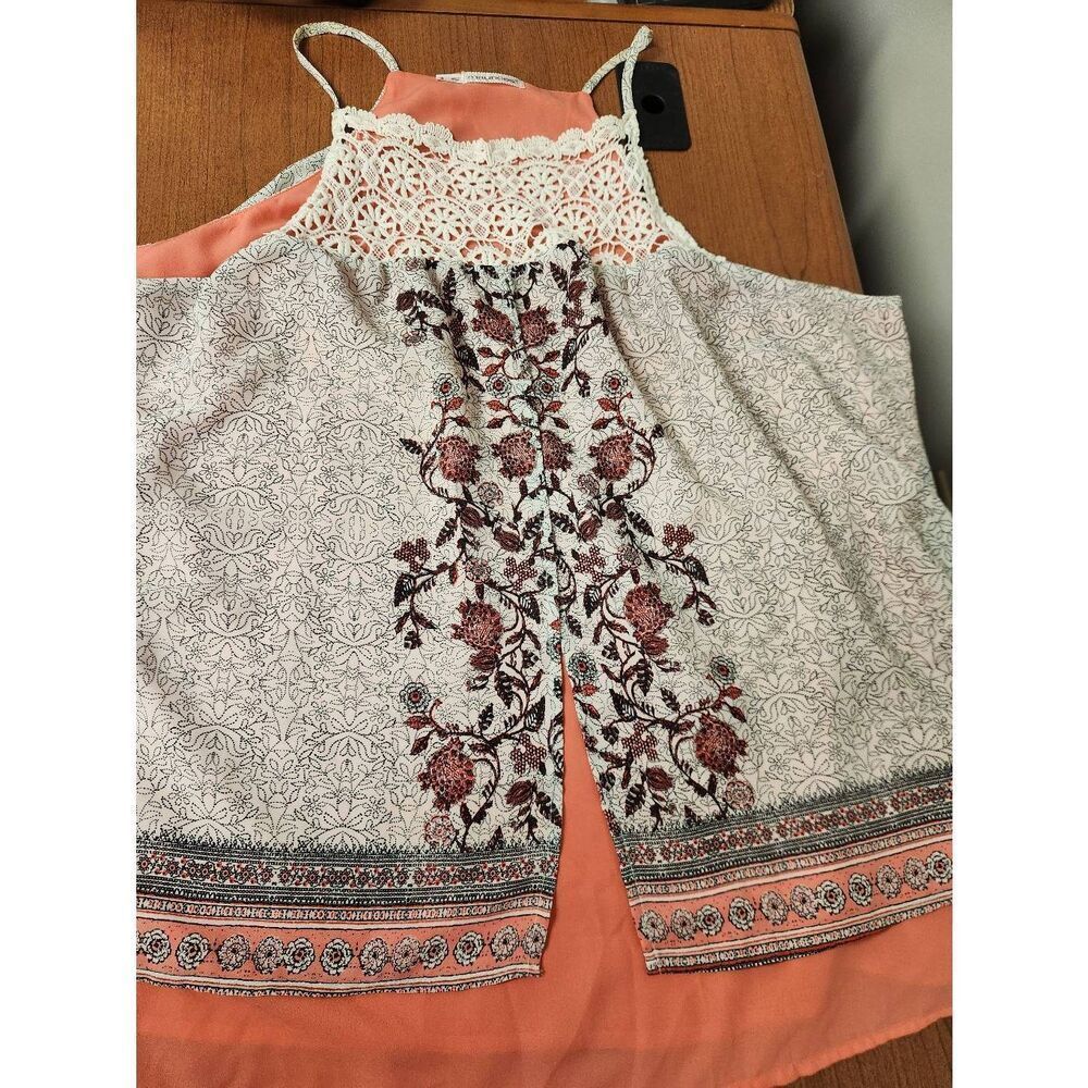 Maurices coral and white Asymmetrical Sleeveless Blouse size 3x